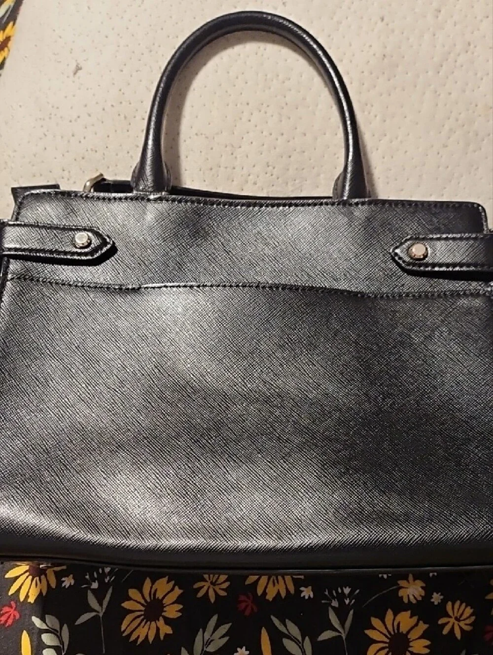 kate spade Black Leather Horror Character Satchel with Red Graphic